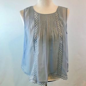 Bebe Blue‎  Chiffon Sheer Sleeveless Tayler Top Blouse Small